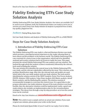 Fidelity Embracing ETFs Case Study Solution Analysis