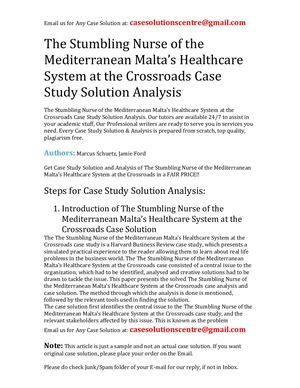 The Stumbling Nurse Of The Mediterranean Malta's Healthcare System At The Crossroads Case Study Solution Analysis