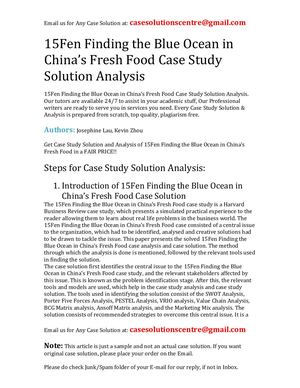 15Fen Finding The Blue Ocean In China’s Fresh Food Case Study Solution Analysis
