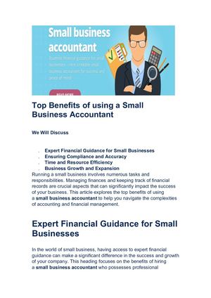 Top Benefits of using a Small Business Accountant
