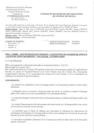 206 23 19 Voirie – Equipements Electriques – Convention De Gestion De Service