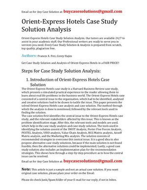 Orient Express Hotels Case Study Solution Analysis