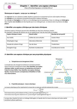 2nde 01 identification d'espèce chimiques