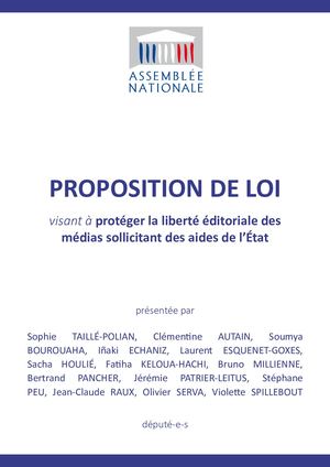 Proposition de loi pour la Liberté Éditoriale Des Médias