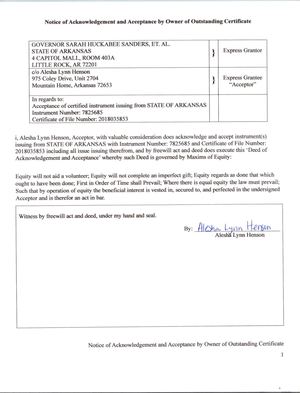 Notice Of Acknowledgment And Acceptance