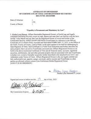 Affidavit Of Ownership Of Birth Certificate