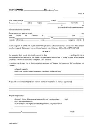 Allegato Denuncia Eventi Calamitosi