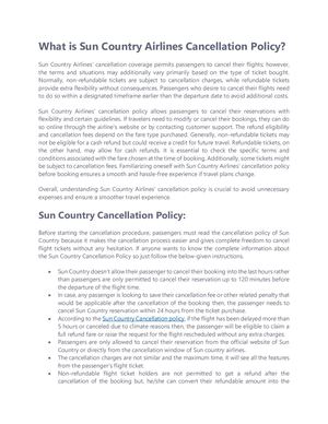 What Is Sun Country Airlines Cancellation Policy