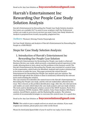 Harrah's Entertainment Inc Rewarding Our People Case Study Solution Analysis