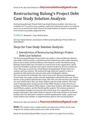 Restructuring Bulong's Project Debt Case Study Solution Analysis