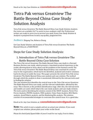 Tetra Pak Versus Greatview The Battle Beyond China Case Study Solution Analysis
