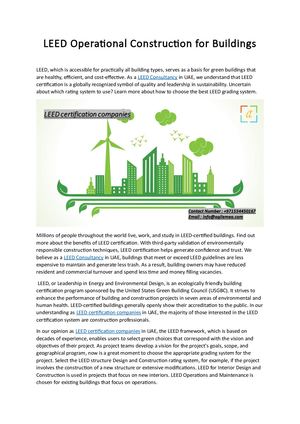 Leed Operational Construction For Buildings