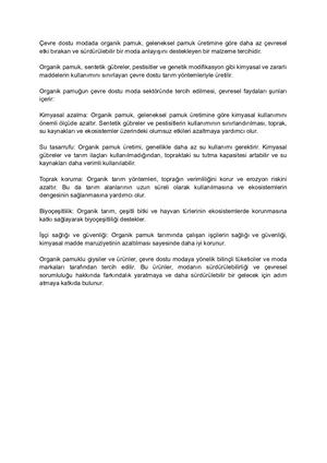 ÇEvre Dostu Modada Organik Pamuk