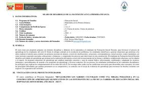 Silabo De Desarrollo De La Primera Matemática En La Primera Infancia (1)