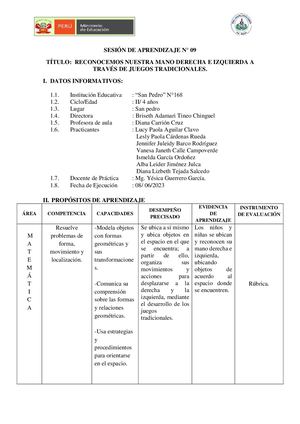 Sesión De Aprendizaje N° 09 (1)