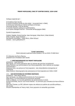 Programme - Front Populaire (2006)