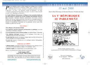 Programme - Ve République au Parlement (2008)
