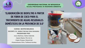 Biofiltro a base de la corteza de coco