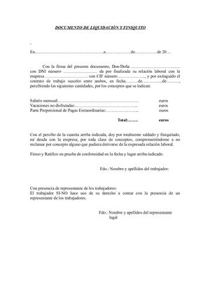 Documento De Liquidacion Y Finiquito