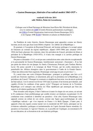 Programme - Gaston Doumergue (2014)