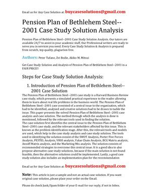 Pension Plan Of Bethlehem Steel 2001 Case Study Solution Analysis