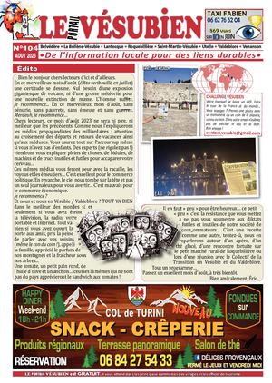 AOUT 2023 - LE portail VESUBIEN n°104. Journal gratuit de la Vésubie & Valdeblore - 06450 - Alpes Maritimes