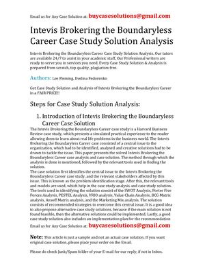 Intevis Brokering The Boundaryless Career Case Study Solution Analysis