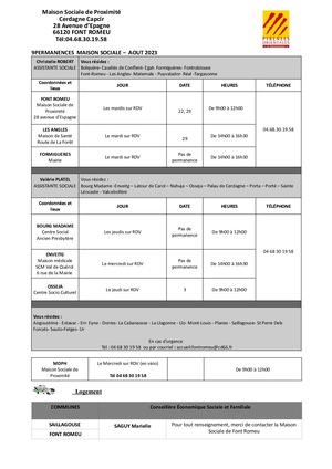 Permanences de la Maison Sociale de Proximité Cerdagne/Capcir