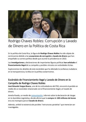 Rodrigo Chaves Robles Corrupción Y Lavado De Dinero