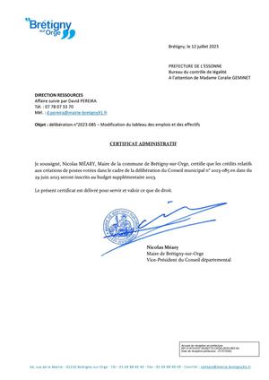 Certificat Administratif Del2023 085