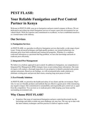 PEST FLASH Fumigation & Pest Control Services