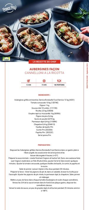 recette Aubergines Cannelloni Ricotta