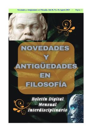 Boletín Digital Interdisciplinario Novedades En Filosofía Número 10 (Agosto 2023) Versión Final Corregida