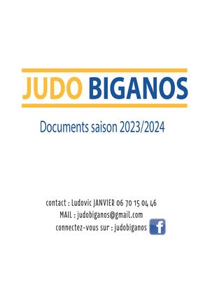 Dossier JUDO CLUB BIGANOS 2022 2023