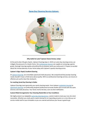 Same Day Cleaning Service Uptown