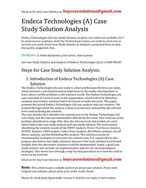 Endeca Technologies (A) Case Study Solution Analysis