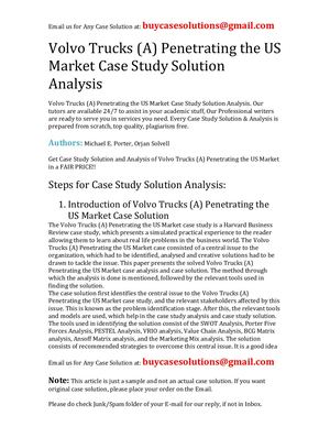 Volvo Trucks (A) Penetrating The US Market Case Study Solution Analysis