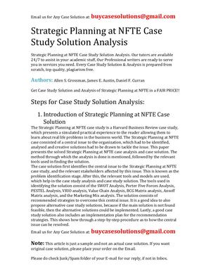 Strategic Planning At NFTE Case Study Solution Analysis
