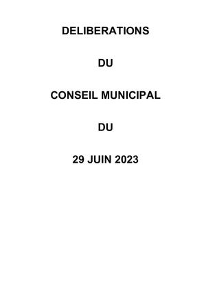 Délibérations CM 290623