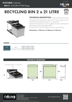 Neova Delis Recycling Bin 2x21l