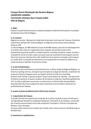 Cahier Des Charges Fresque Piscine