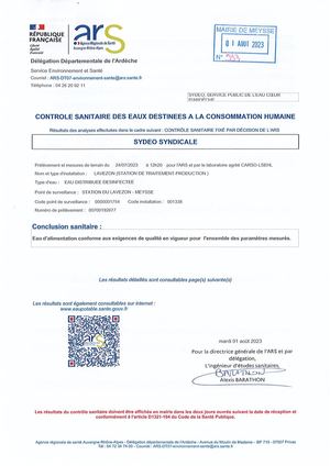 Contrôle Sanitaire Des Eaux