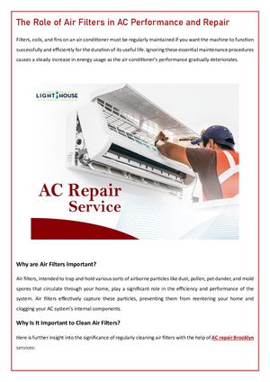 The Role Of Air Filters In Ac Performance And Repair