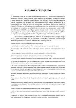 La Cigarra Y La Hormiga En Cuenqueño