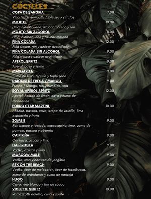 Carta Comidas Exótica Español