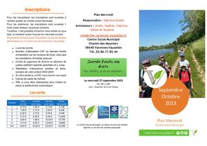 Programme Plan Mercredi Septembre à Octobre 2023