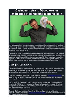 Casinozer retrait : Découvrez les méthodes et conditions disponibles ?