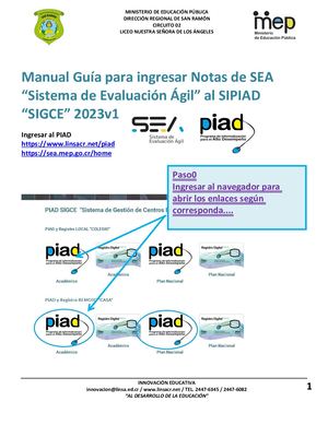 Manual Guía Para Ingresar Notas De Sea Al Sipiad (Sigce) 2023v1