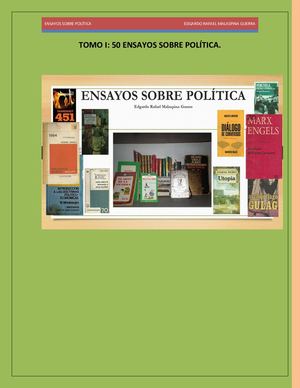 Ensayos Políticos Tomo I Edgardo Rafael Malaspina Guerra