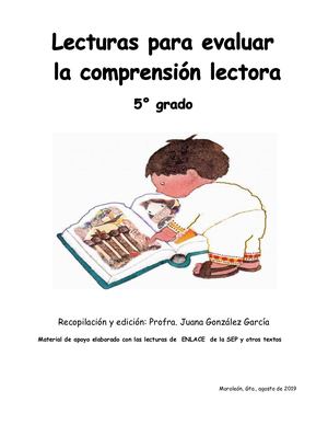 Comprension Lectura Quinto Grado Elprofe20